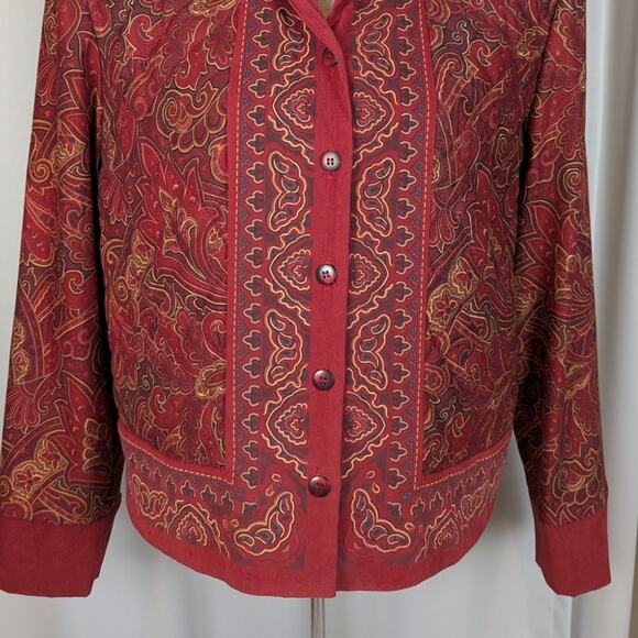 90s Vintage Coldwater Creek Plaid Quilted Jacket Rust Red Brown Size 16 - Picture 15 of 16